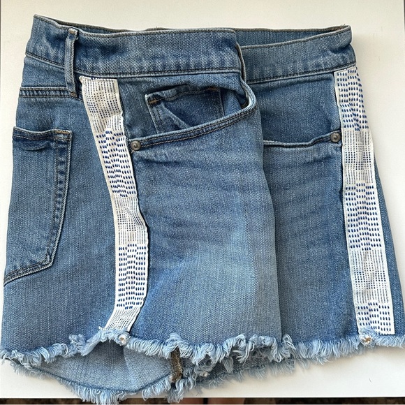 LOFT Jean Shorts with White Embroidered Side Accents, EUC - Picture 1 of 8